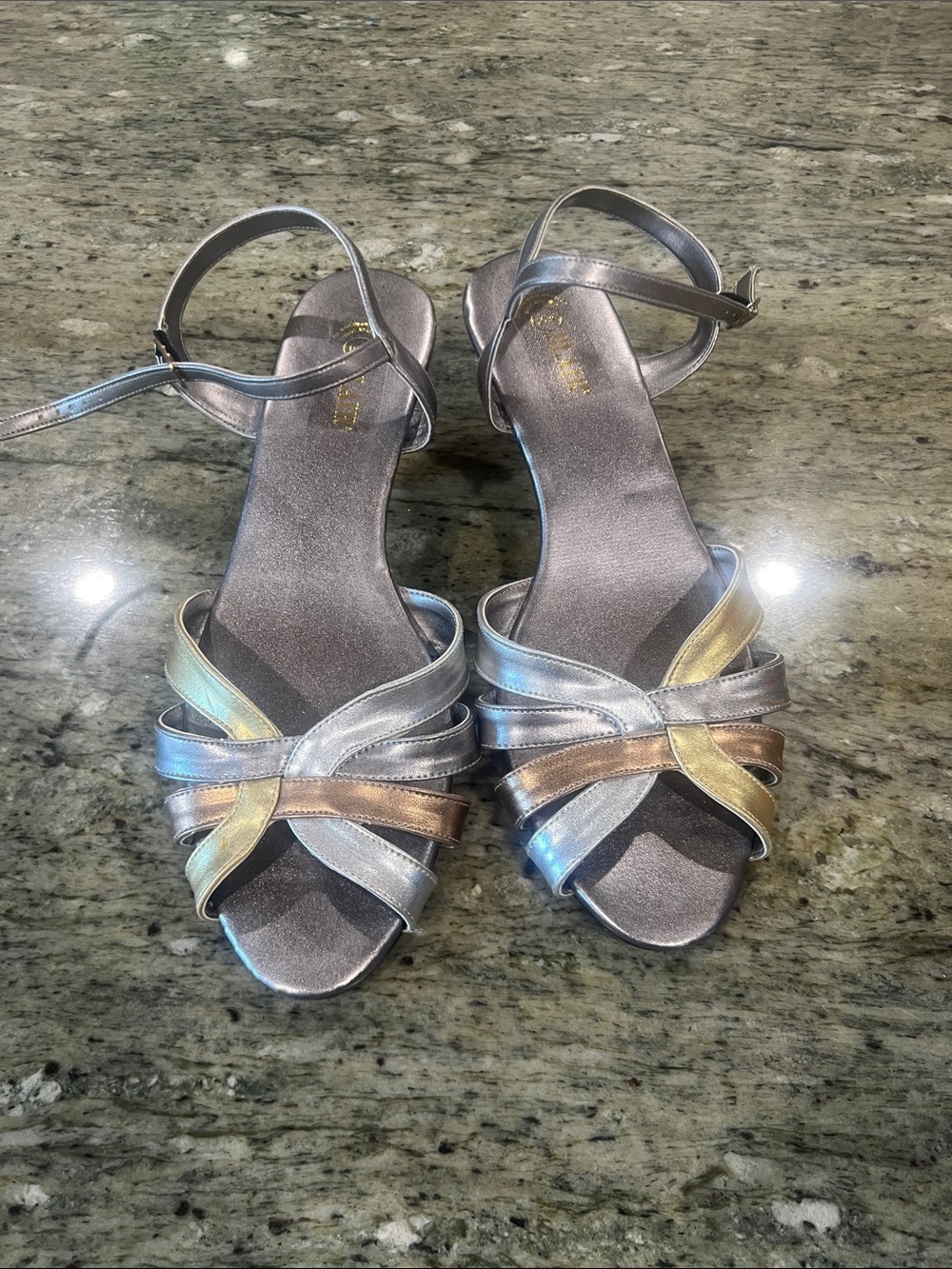 Blair Multi Metallic Interwoven Strappy Wedge Sandals Evening Dress